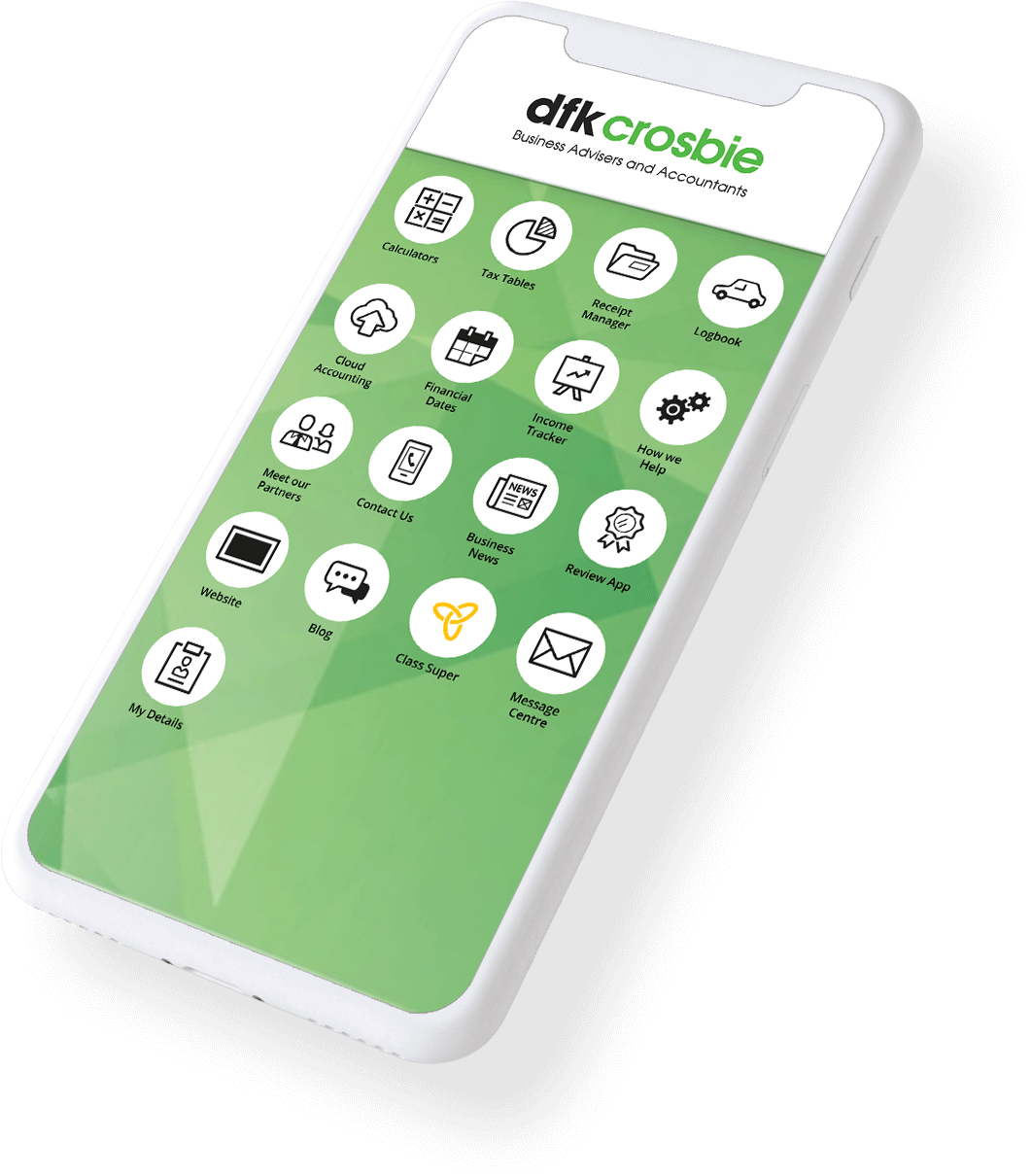 Example of a custom branded MyFirmsApp home screen on a mobile phone.